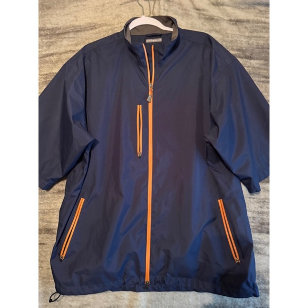 Peter Millar Element Water Windbreaker Mens XXL Navy Blue Short Sleeve MS13EZ02